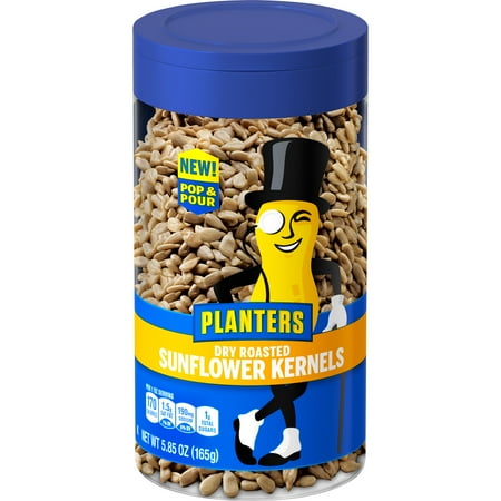Planters Pop and Pour Dry Roasted Sunflower Kernels, Plant Based Protein, 5.85 oz Jar