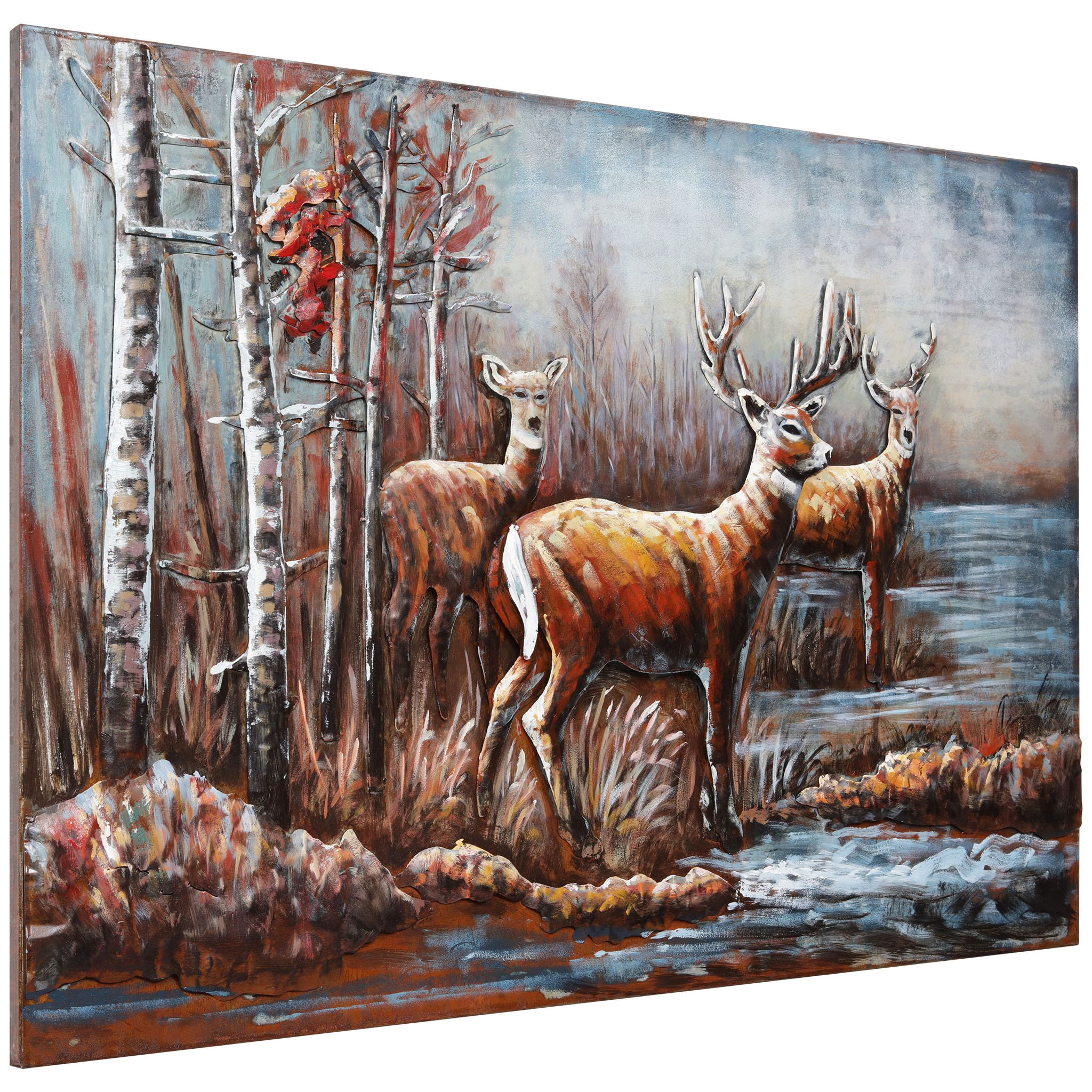 Empire Art Direct PMO-181803-3248 Deer Mixed Media Iron Hand Painted Dimensional Wall Art
