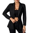thumbnail image 2 of LEKWK Blazers for Women Business Casual Open Front Long Sleeve Suit Jacket Slim Fit Lapel Collar Elegant Workwear Coat for Office Meeting, 2 of 9