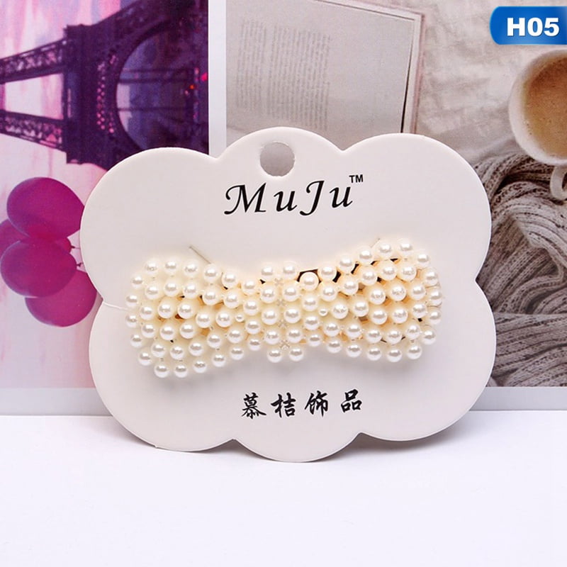 Charm Womens Pearl Hair Clip Snap Barrette Stick Hairpin Hair Accessories Gift