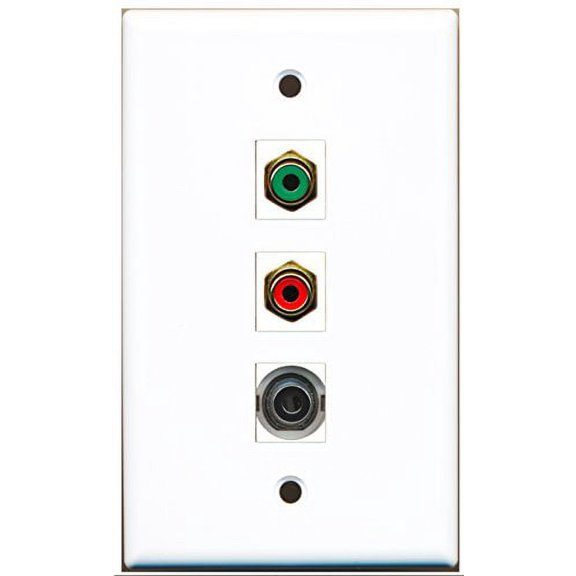 RiteAV - 1 Port RCA Red and 1 Port RCA Green and 1 Port 3.5mm Wall Plate