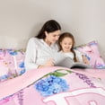 thumbnail image 4 of Manfei Cartoon Alphabet E Print Full Size Comforter Sets,Kawaii Butterfly Bedding Comforter Set,Multicolored,Pink Reversible,3pcs,1 Comforter and 2 Pillowcases, 4 of 7