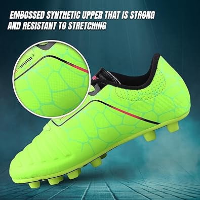 Vizari USA Catalina Firm Ground Soccer Cleats for Kids – Comfortable, Durable, and Traction-Ready Shoes for Boys and Girls - Green/blue, 4