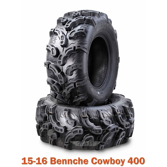 15-16 Bennche Cowboy 400 ATV Front Tire Set 26x9-12 Super Lug Mud