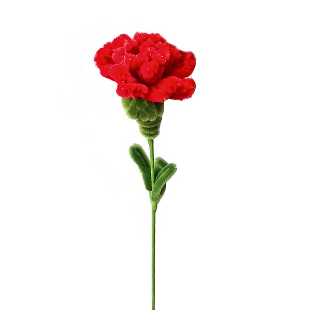 Clavel artificial de limpiapipas terminado, hecho a mano, preservado, tallo de flor falsa, palo de peluche, decoración floral, regalo para mujer, Día de la Madre, Día del Maestro, cumpleaños.