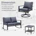 thumbnail image 4 of Ainfox 4-Piece Outdoor Patio Furniture Sofa Set, Includes 2 Swivel Glider Chairs,1 Tempered Glass-top Coffee Table and 1 Rocking Loveseat, 4 of 13