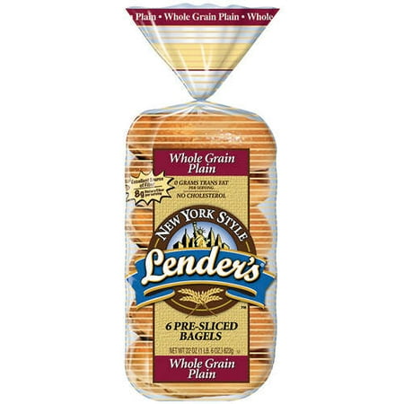 Lender's: Whole Grain Plain Pre-Sliced New York Style Bagels, 22 oz
