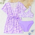 thumbnail image 2 of Kid Girls Swimsuit Set 3 Piece Cute Bikini Swimsuit Set With Cover up Teen Bathing Suits 6-7 Years, 2 of 3