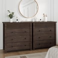 thumbnail image 3 of 3 Drawer Dresser, Modern Fluted Nightstand, Wooden Chest of Drawers, Storage End Table Organizer for Bedroom, Living Room, Hallway, Walnut, 3 of 9