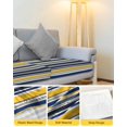 thumbnail image 4 of Navy Blue Yellow Striped Couch Cushion Covers Stretch, Washable Sofa Seat Covers Individual Seat Cushion Sofa Slipcovers Farmhouse Vintage Stripe Couch Cover Furniture Protector S-3PCS, 4 of 7