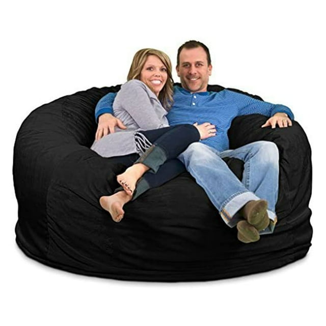 Ultimate Sack 6000 Fauteuil Poire de 6 Pieds, Grand Fauteuil Lounge en Mousse, Housse en Suède Noir