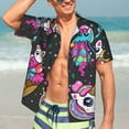 thumbnail image 7 of Kll Men'S Hawaiian Shirt Short Sleeve Button Down Beach Shirts-Rainbow Unicorn And Cat Icecream, 7 of 7