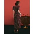 thumbnail image 7 of Elegant Burgundy Ditsy Floral Keyhole Neck Puff Sleeve Maxi Dress, 7 of 7