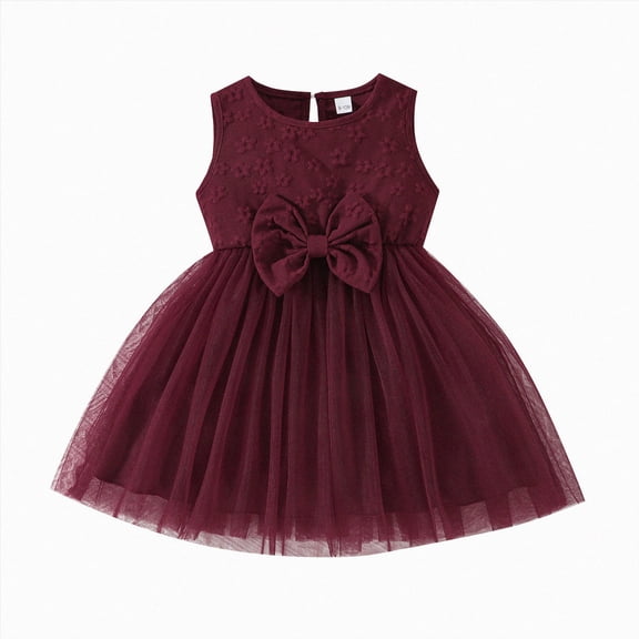 WUANDIXFA First Birthday Dress Cute Princess Sleeveless Tutu Dress Birthday Photoshoot Outfit Formal Cake Smash Outfit Girl Red,2-3 Years