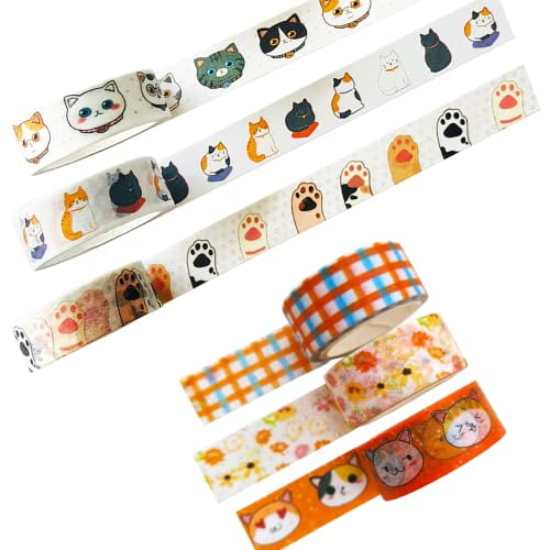 Notebook Planner Cute Washi Tape CAT AND DOG Cats Tape Bullet Journal Pastel Aesthetic Washi Kawaii Stickers Decorative