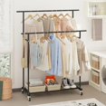 Double Rod Clothing Garment Rack,Rolling Hanging Clothes Rack,Portable ...