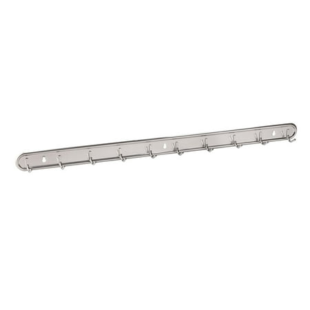 

Unique Bargains Stainless Steel 10 Hooks Wall Mount Rack Hanger for Towel Hat Coat