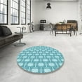 thumbnail image 3 of Ahgly Company Indoor Round Patterned Tron Blue Area Rugs, 3' Round, 3 of 6