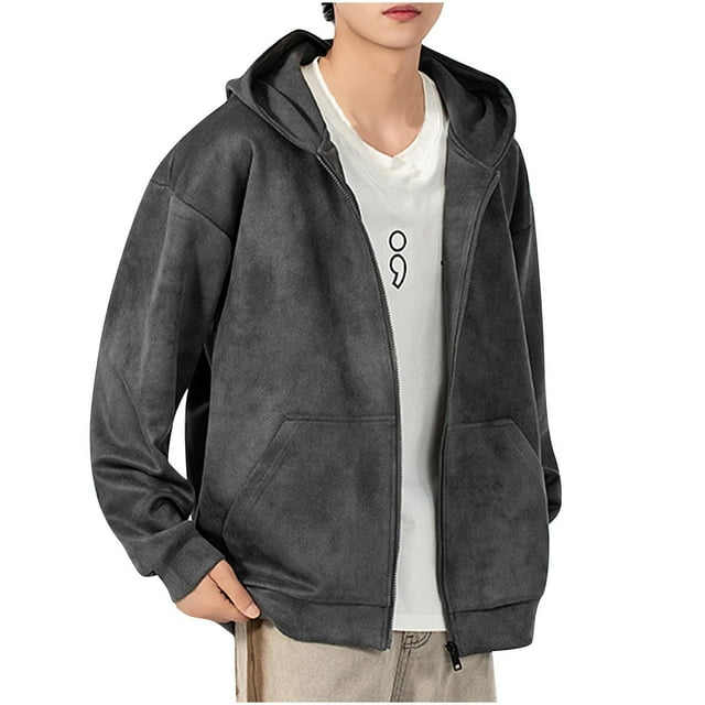Cardigan à Capuche pour Hommes, Chandail Ample en Polyester pour Adolescents Étudiants - Manches Longues Col Rond, Veste Décontractée pour l'Automne et l'Hiver