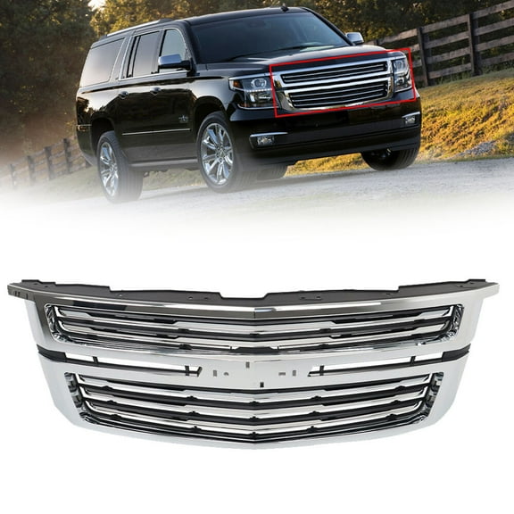 GM1200704 Front Upper Grille Chrome For 2015-2020 Chevy Tahoe/Suburban LTZ