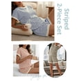 thumbnail image 5 of Anygrew Women's Striped Knit Lounge Outfit Sets - Short Sleeve Tops and Shorts Casual Summer 2 Piece Outfits, 5 of 7