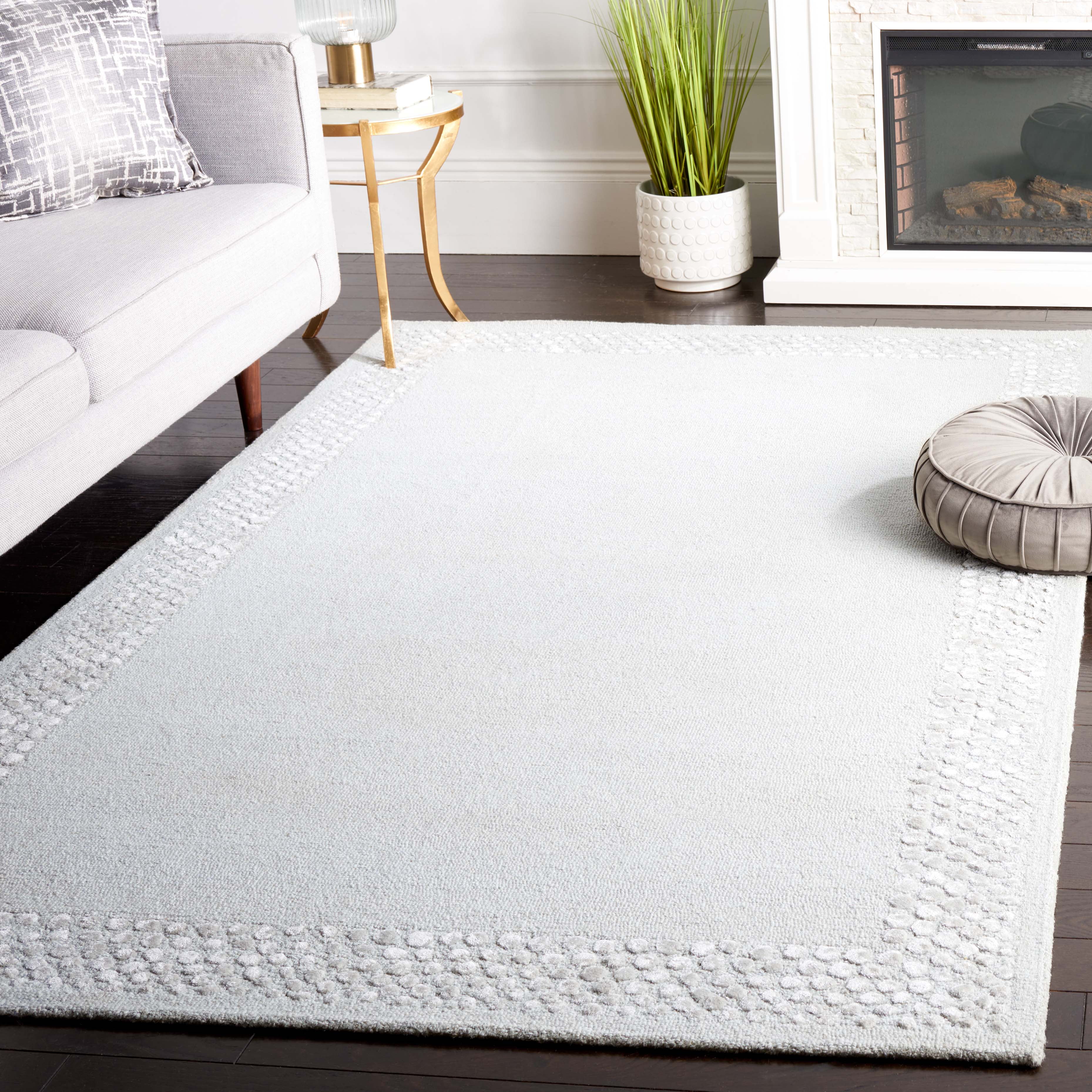 SAFAVIEH Glamour Elfrida Bordered Area Rug, Light Grey, 6' x 6' Square