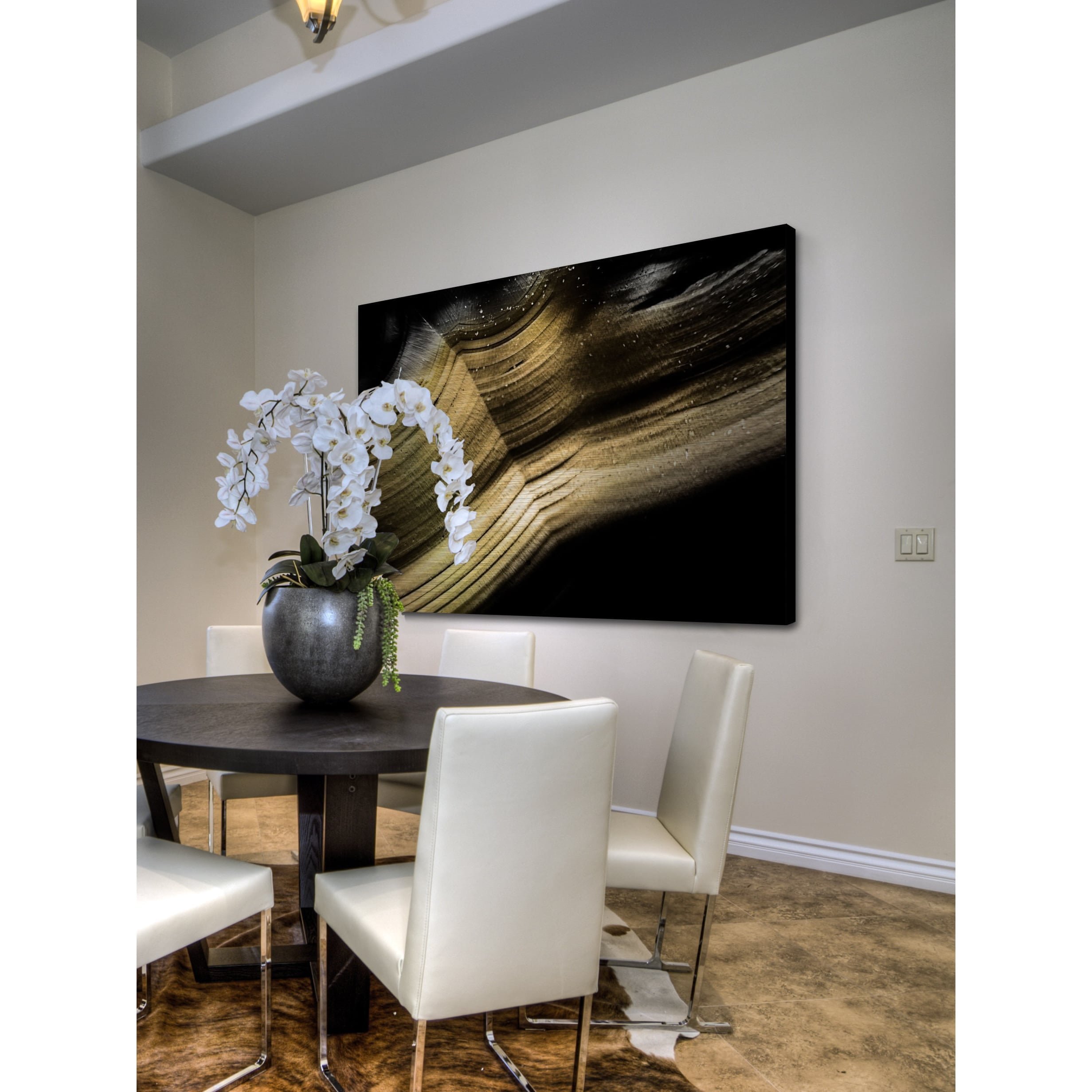 Marmont Hill - "Flowing Gold" Painting Art Print On Brushed Aluminum, 45.0" x 1.5"