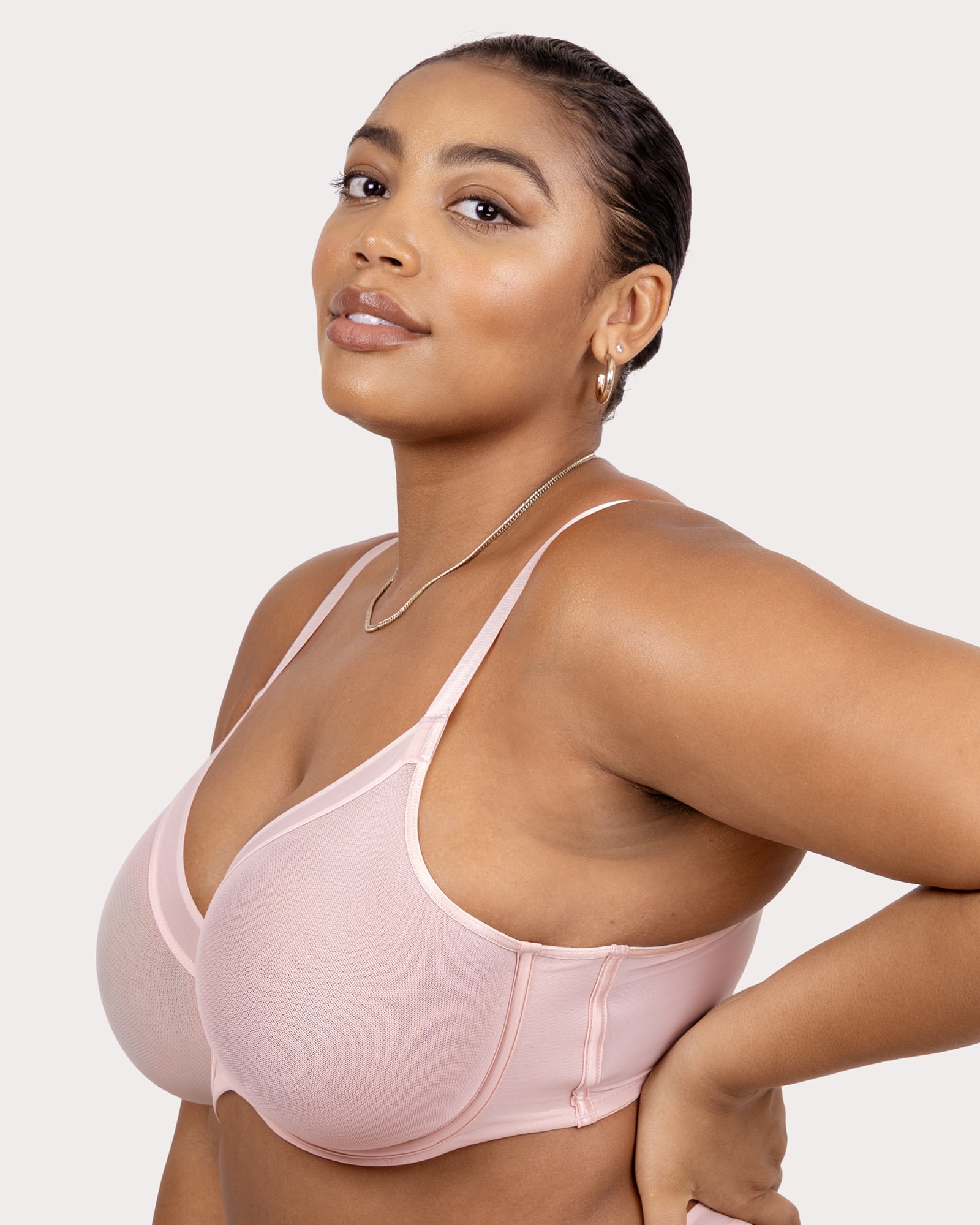 Curvy Couture Women's Plus Size Sheer Mesh Full Coverage Unlined Underwire Bra