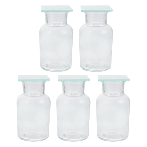 UNOMOR Transparent Glass Gas Collecting Bottles with Synthetic Material for Labs Use 5Pcs 60ML