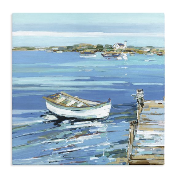 Stupell Industries Coastal Docked Dinghy Lake Scenery Canvas Art, 30 x 30, by Sally Swatland