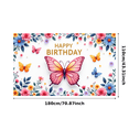 thumbnail image 3 of Floral Happy Birthday Decorative Butterfly Banner for Birthday Party Celebration Garden Event, 3 of 8