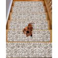 thumbnail image 2 of Farmhouse Brown Stair Treads for Wooden Steps Indoor Runner Rug Carpet, Vintage Flower Leaf Botanical Plant 10 Pieces Peel and Stick Staircase Step Treads Covers Washable Throw Door Mats, 30"x8", 2 of 5