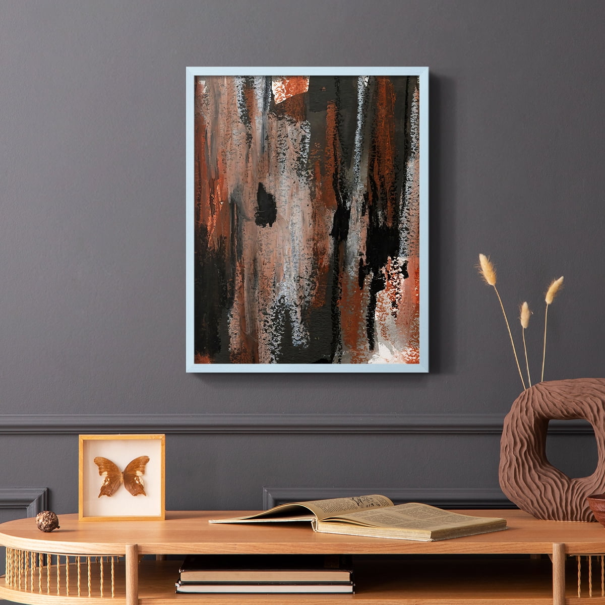 Loft Pastel VII Framed Print in Blue Solid Wood Framed Print No Nail Hanging