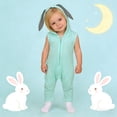 thumbnail image 2 of Letdown Unisex Baby Short Sleeve Hooded Romper, Easter Bunny C_ostume Solid Color Cotton Coverall Zipper Up One_Piece Jumpsuit Pants, 2 of 7
