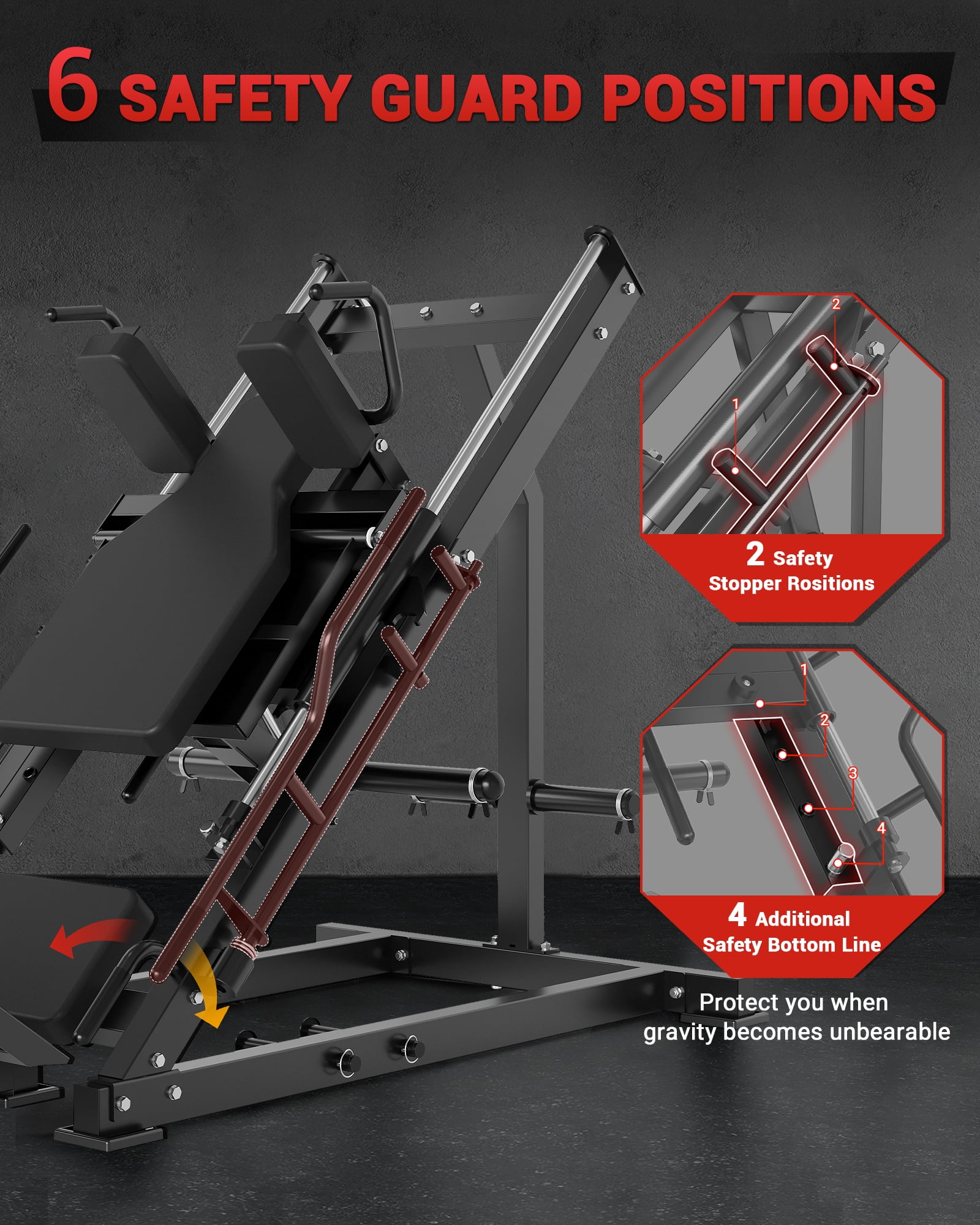 JoanKaren Leg Press Hack Squat Machine,1400lbs Capacity,2 in 1 Steel Combo Workout Machine for Home Gym