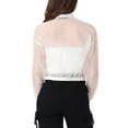 thumbnail image 3 of INSPIRE CHIC Sheer Bomber Jacket for Women's Zip Up Long Sleeve See Through Jackets L White, 3 of 6