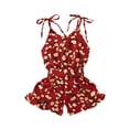 thumbnail image 2 of EYIIYE 1-6Y Toddler Girl Summer Floral Printed Straps Button Jumpsuits, 2 of 9