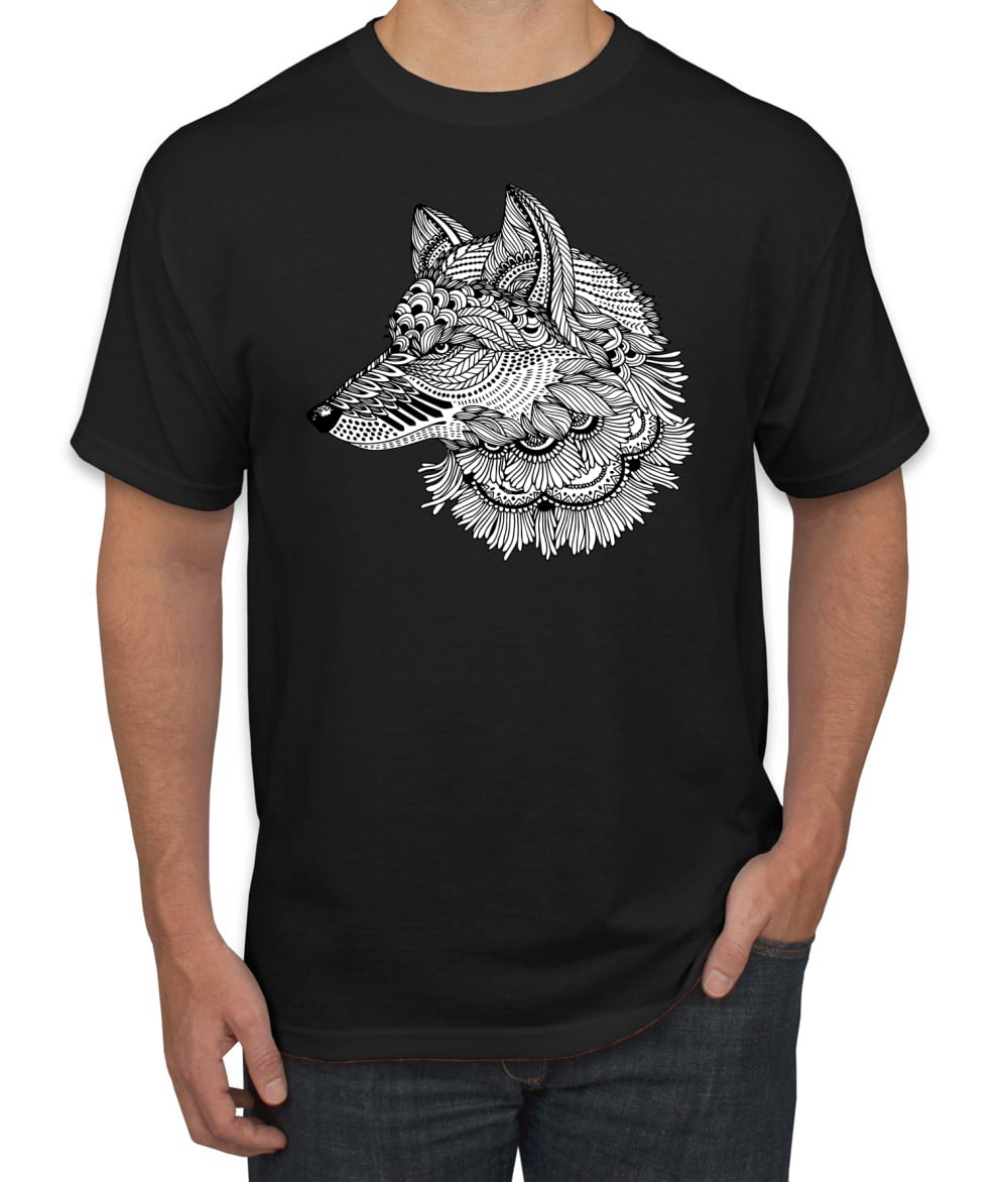 Black and White Mosaic Retro Snow Wolf Animal Lover Graphic T-Shirt ...