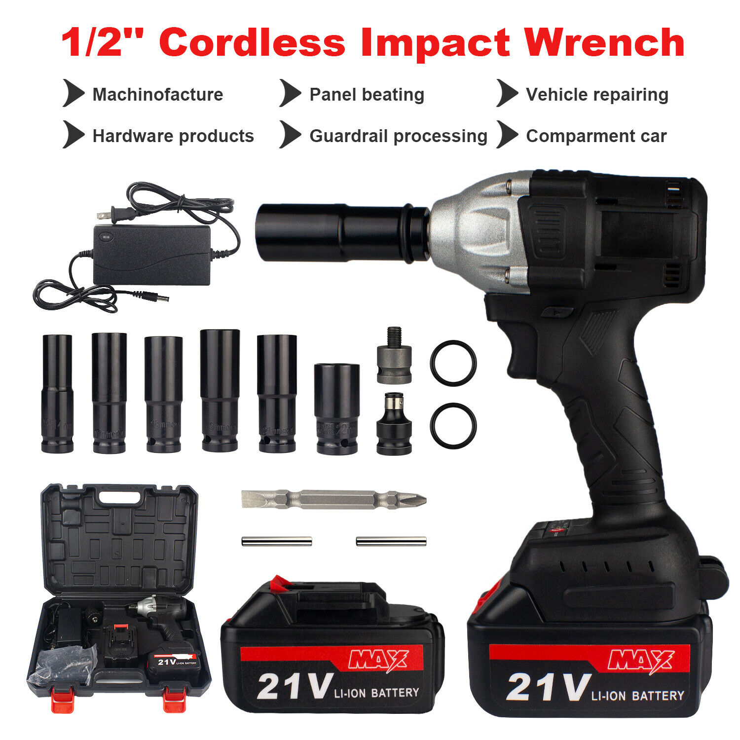 Ziss 21V Cordless Electric Impact Wrench Gun 1/2" 520Nm Driver Drill