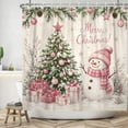 thumbnail image 5 of Tchckioa Merry Christmas Pink Shower Curtain,72x72 Inch Privacy Protection Hooks Bath Curtain for Bathtub, 5 of 6