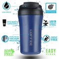 thumbnail image 3 of 2 In 1 Vacuum Insulated Hydra Coffee Mug - 400ml, Blue | Stainless Steel Travel Mug With 2 Drink Way - Hot & Cold With Lid & Reusable Straw, Spill Proof, 3 of 5