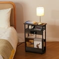 thumbnail image 5 of Narrow Side Table with Charging Station, 3 Tier Slim End Table with Storage Shelf for Small Spaces, 21.6 Inch Height Thin Tables Small Nightstand Magazine Rack for Living Room,Grey, 5 of 9