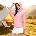 thumbnail image 6 of Women's Plus Size Hooded Sun Protection Jacket Full Zip Elastic Cuff Long Sleeve Sun Sweatshirt Lightweight Outdoor Windbreaker Coats Pink, 6 of 7