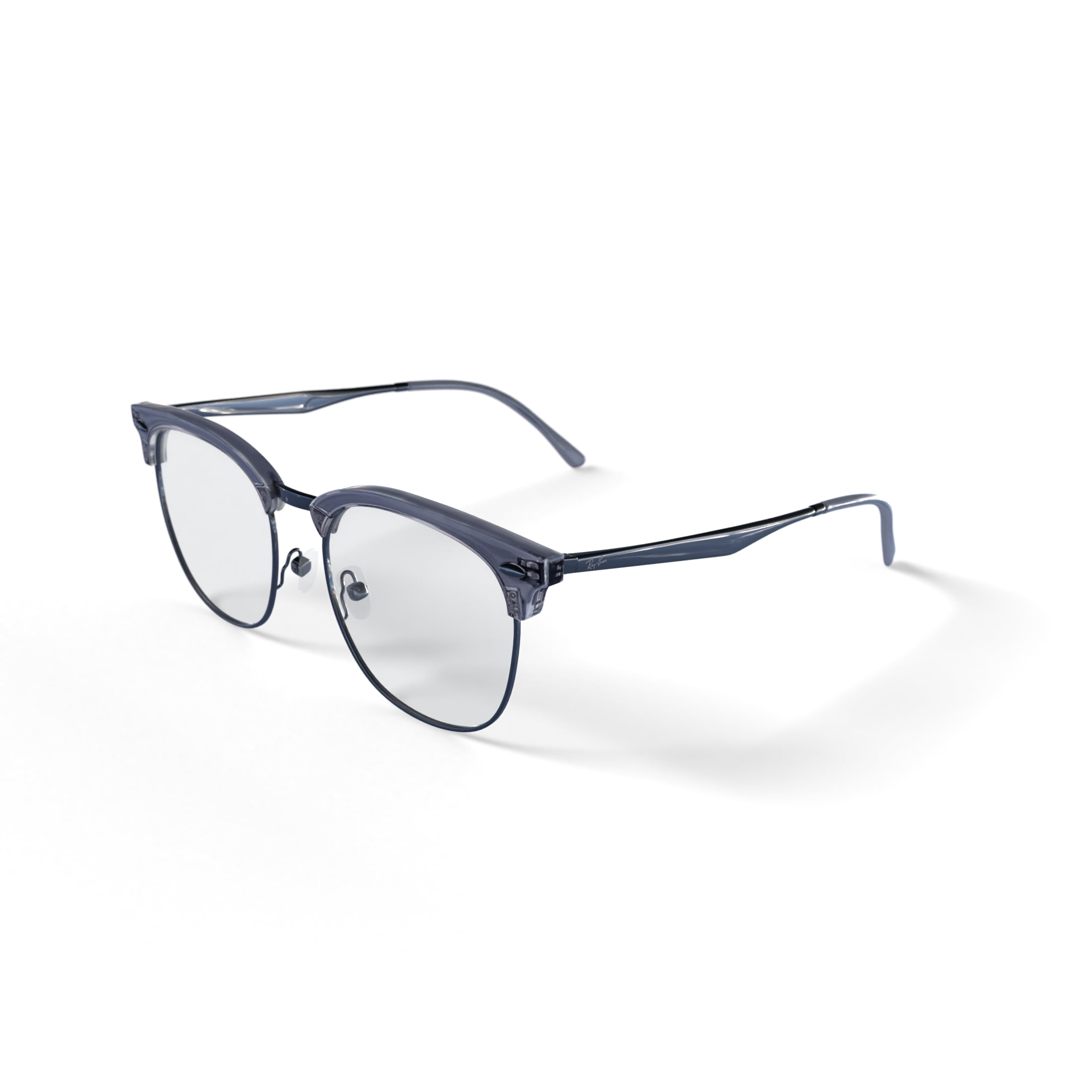 Ray-Ban Unisex Size 54 Square RB7318D Optics Prescription Eyeglasses with Case, Transparent Gray on Silver/Demo Lens