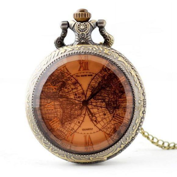 Clocks accessories tawny glass double earth pocket watches unisex casual quartz vintage pocket watches