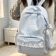 thumbnail image 5 of Polka Dot Lace Backpack, Cute Coquette Aesthetic Daypack with Bow Charm, Lightweight Multi-Pocket Laptop Backpack, 5 of 6