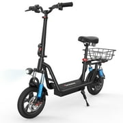 iscooter 500W Electric Scooter with Seat for Adult, 12" Commuter Electric Scooter with Dual Shock Absorbers and Basket - Up to 21 Miles 15.5 MPH