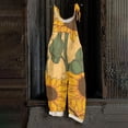 thumbnail image 2 of JULMCOMO Cotton Linen Jumpsuits for Women Floral Print Tie Strap Baggy Summer Outfits Scoop Neck Vacation Comfy Casual Jumpsuits Saffron L, 2 of 7