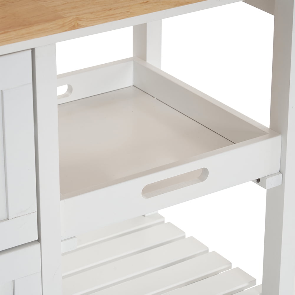 Kadyn Kitchen Island Cart, Moveable Kitchen Cart with Three Drawers and Three Layers Black Handle, Rolling Bar Cart for Home, White Kadyn Kitchen Island Cart, Moveable Kitchen Cart with Three Drawers and Three Layers Black Handle, Rolling Bar Cart for Home, White