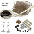 thumbnail image 3 of Waterproof Beach Bag Canvas Stripe Rope Handles with Top Zipper Closure Shoulder Beach Tote Bags, 3 of 5